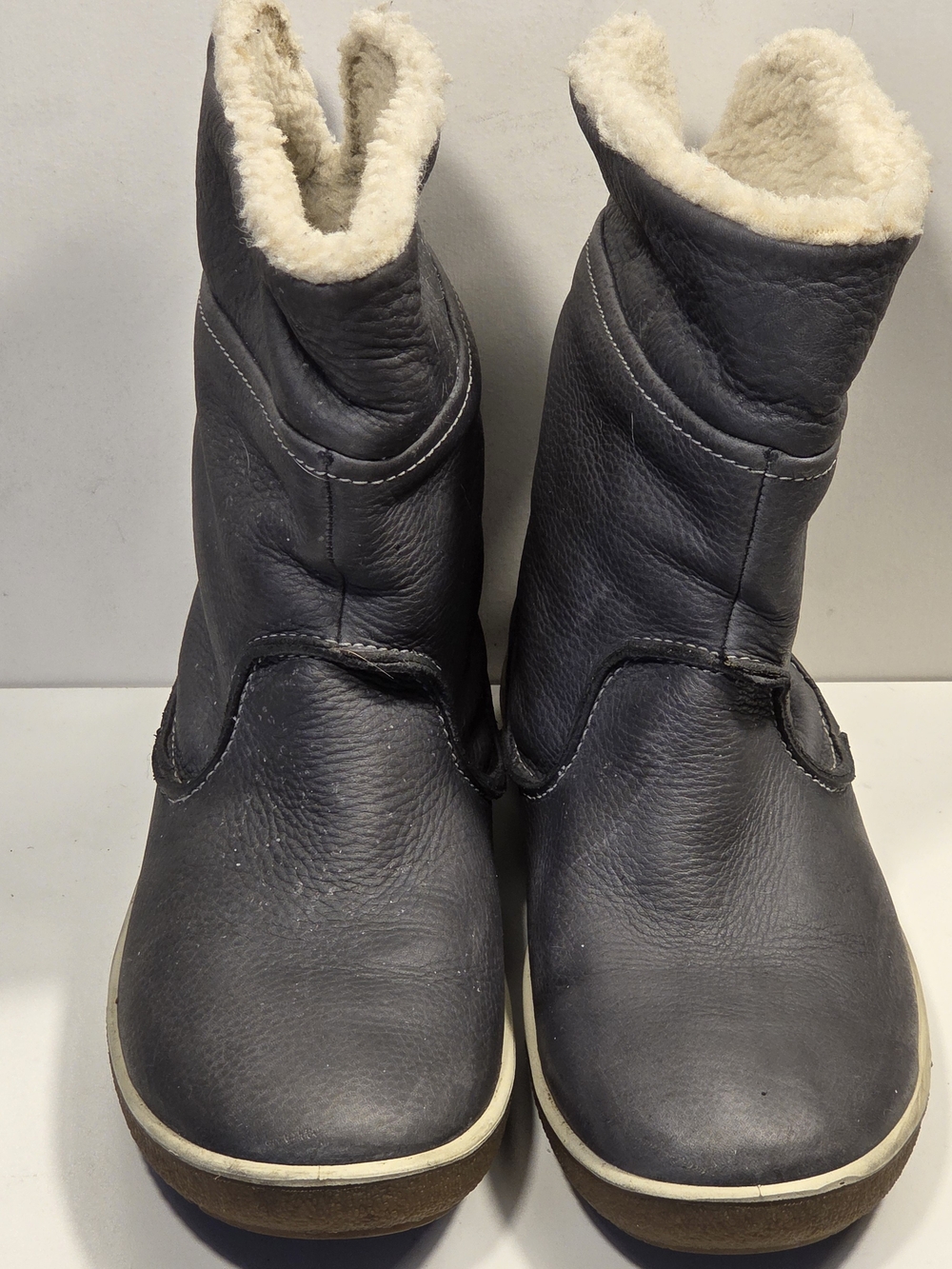 Ecco Goretex Women's Leather Boots Gray Faux Fur Lining Size 6